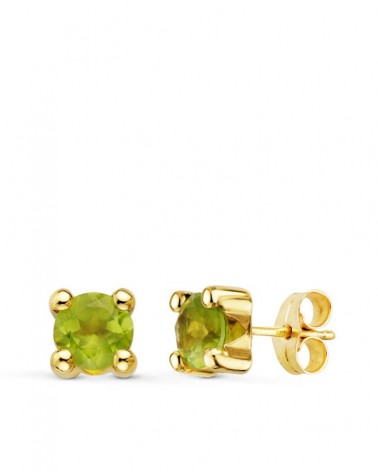 Pendientes oro 18k amarillo olivina presión