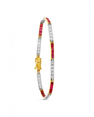 Pulsera oro 18k bicolor rígida circonitas