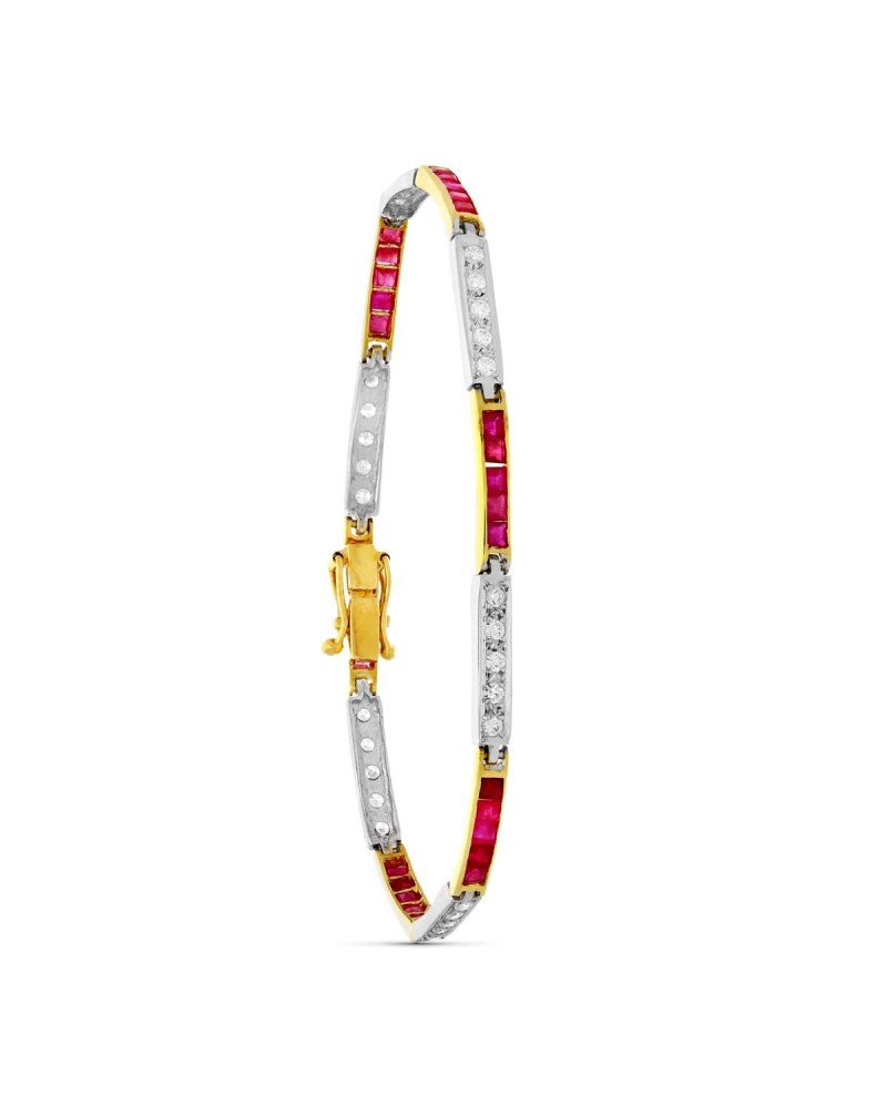 Pulsera oro 18k bicolor rígida circonitas