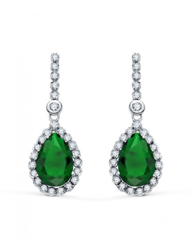 Pendientes oro 18k blanco lágrima piedra azul