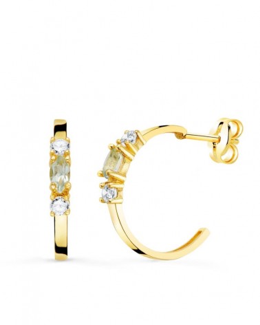 Pendientes oro 18k aros aguamarina talla marquise