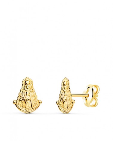 Pendientes oro 18k Virgen del Rocío 7,5x6mm