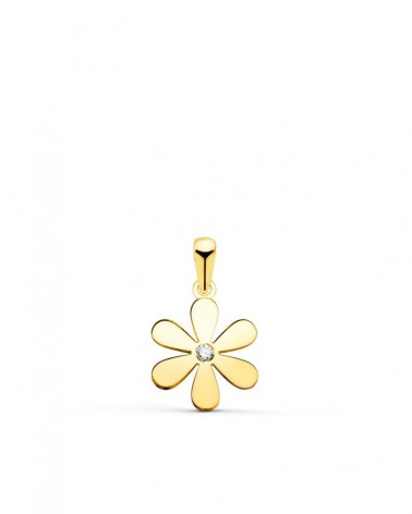 Colgante oro 18k flor circonita 14x11 mm