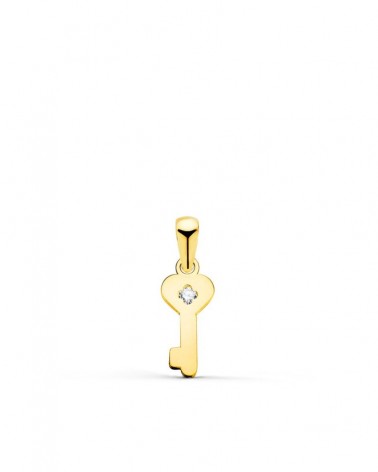 Colgante oro 18k llave circonita 14x6mm