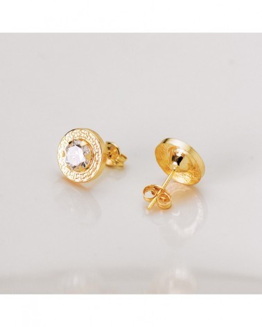 Pendientes oro 18k circonita cerco greca 5mm