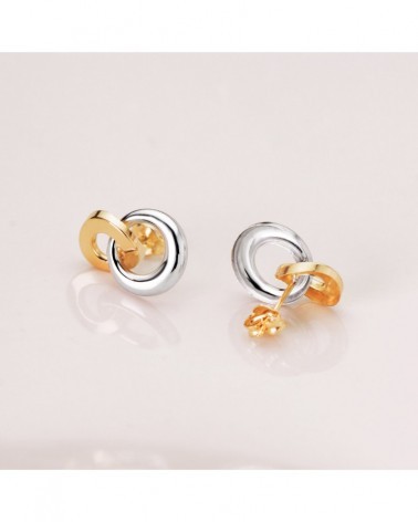 Pendientes oro 18k bicolor doble aro 13x10mm