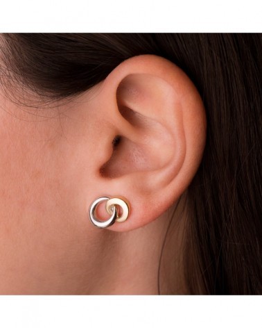 Pendientes oro 18k bicolor doble aro 13x10mm