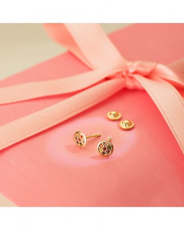 Pendientes bebé oro 18k redondos circonita colores 5,5 mm