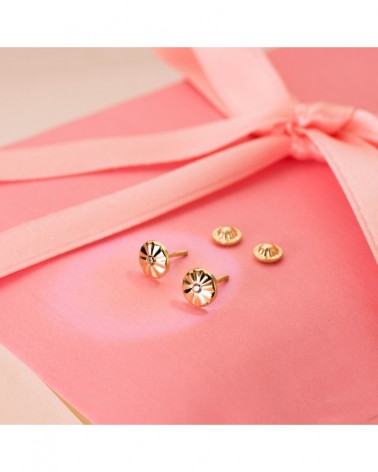 Pendientes bebé oro 18k redondos circonita 6,5 mm