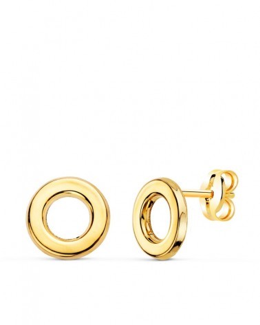 Pendientes oro 18k círculo brillo 9mm