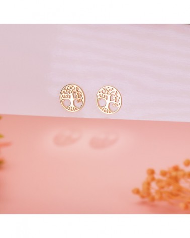 Pendientes oro 18k árbol de la vida calados 10mm