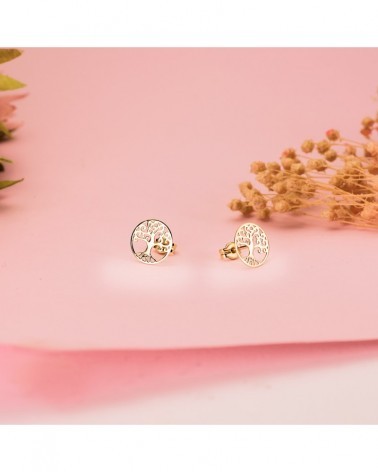 Pendientes oro 18k árbol de la vida calados 10mm