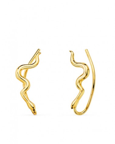 Pendientes oro 18k trepadores serpiente 15x2,5mm