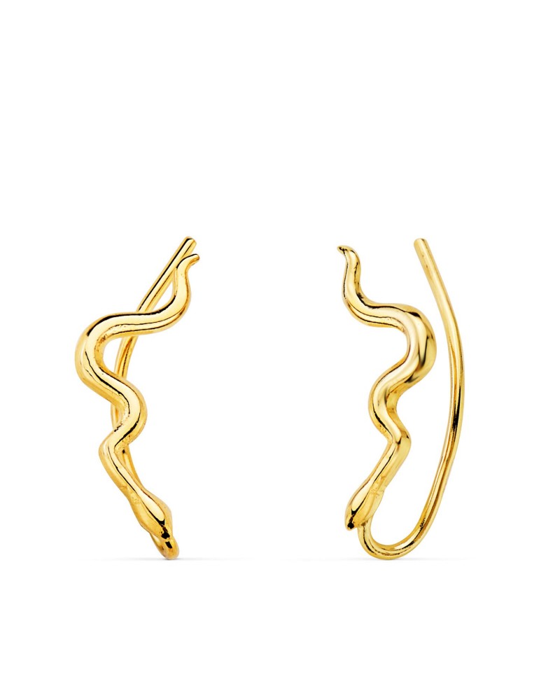 Pendientes oro 18k trepadores serpiente 15x2,5mm