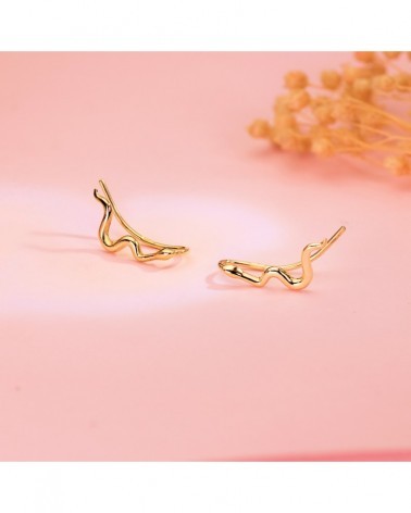Pendientes oro 18k trepadores serpiente 15x2,5mm