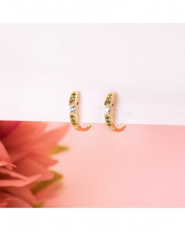 Pendientes oro 18k aros circonita verde 16mm