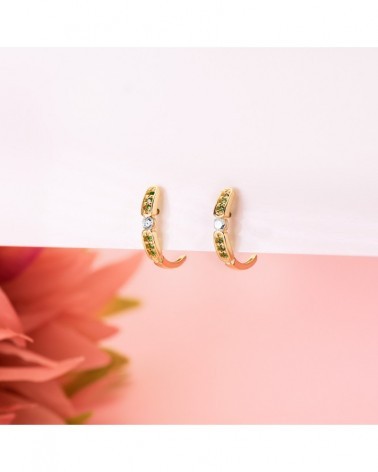 Pendientes oro 18k aros circonita verde 16mm