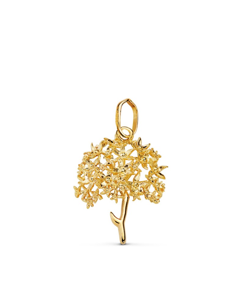 Colgante oro 18k amarillo biznaga tallada 18x15mm