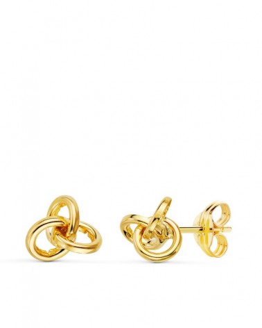 Pendientes oro 18k tres aros entrelazados 7x6mm