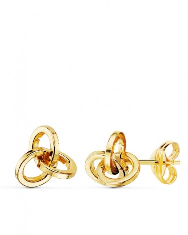 Pendientes oro 18k aros entrelazados cierre presión