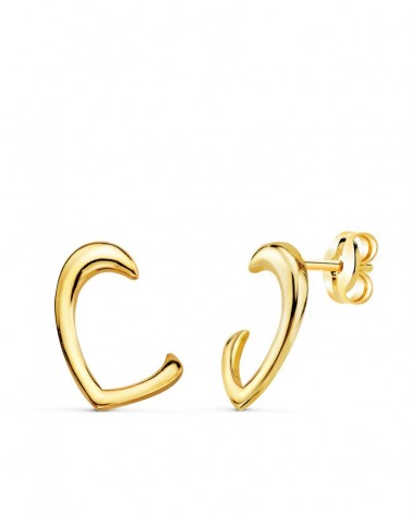 Pendientes oro 18k forma corazón abierto 12x11mm