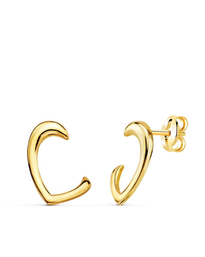 Pendientes oro 18k forma corazón abierto 12x11mm