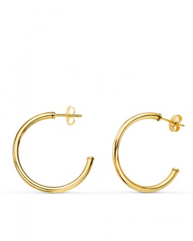Aros oro 18k amarillo abiertos 25mm cierre presión