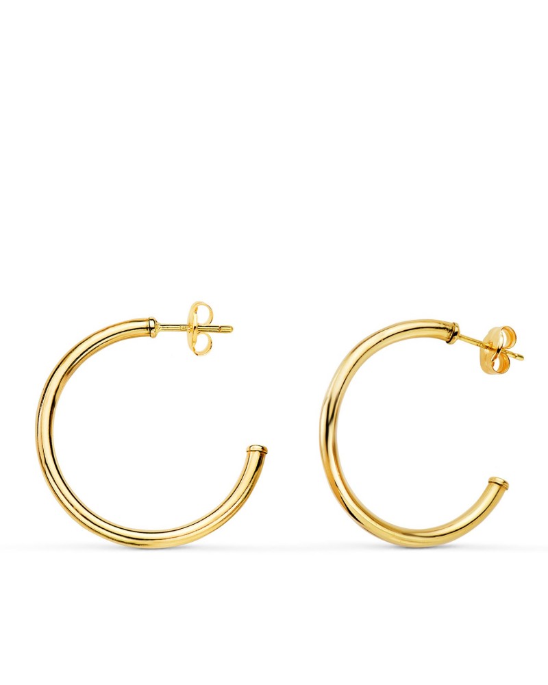 Aros oro 18k amarillo abiertos 25mm cierre presión