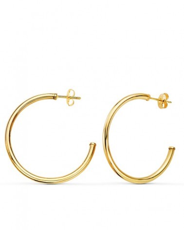 Aros oro 18k amarillo abiertos tubo redondo 30mm