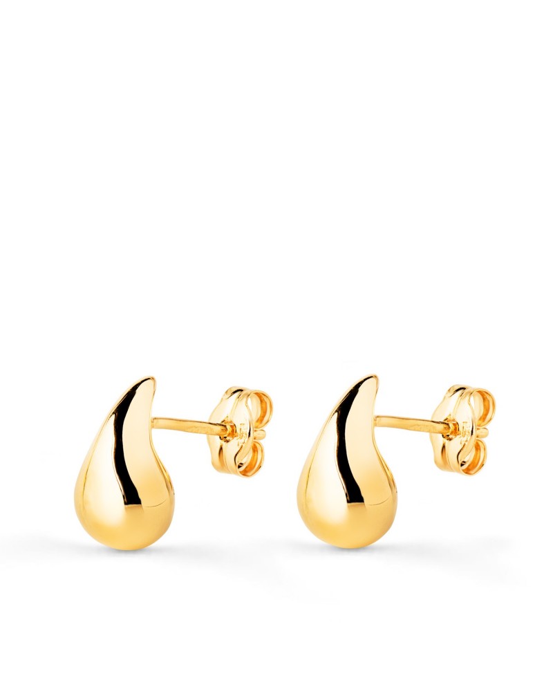 Pendientes oro 18k gota lisa brillo 10x6mm
