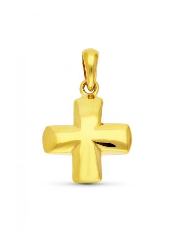 Cruz oro 18k amarillo sin cristo mate y brillo 20x16mm