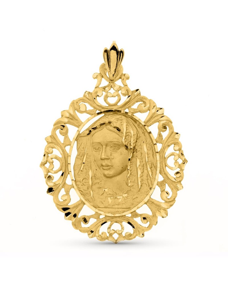 Medalla Virgen de la Macarena oro 18k 52x42mm