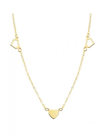 Collar oro 18k corazones amarillo 40cm