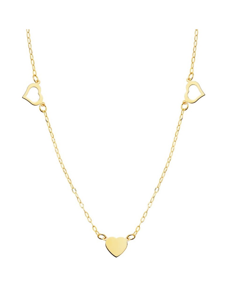 Collar oro 18k corazones amarillo 40cm