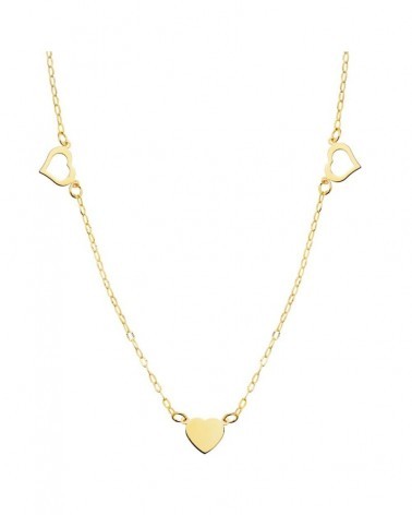 Collar oro 18k corazones amarillo 40cm
