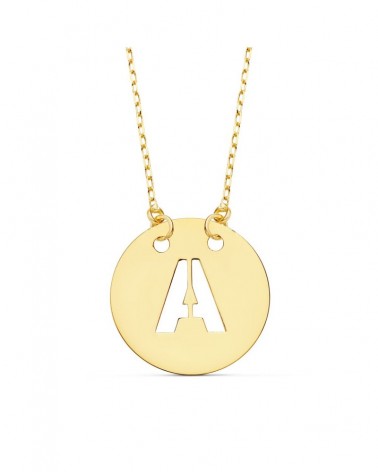 Colgante letra A oro 18k amarillo cadena 42cm