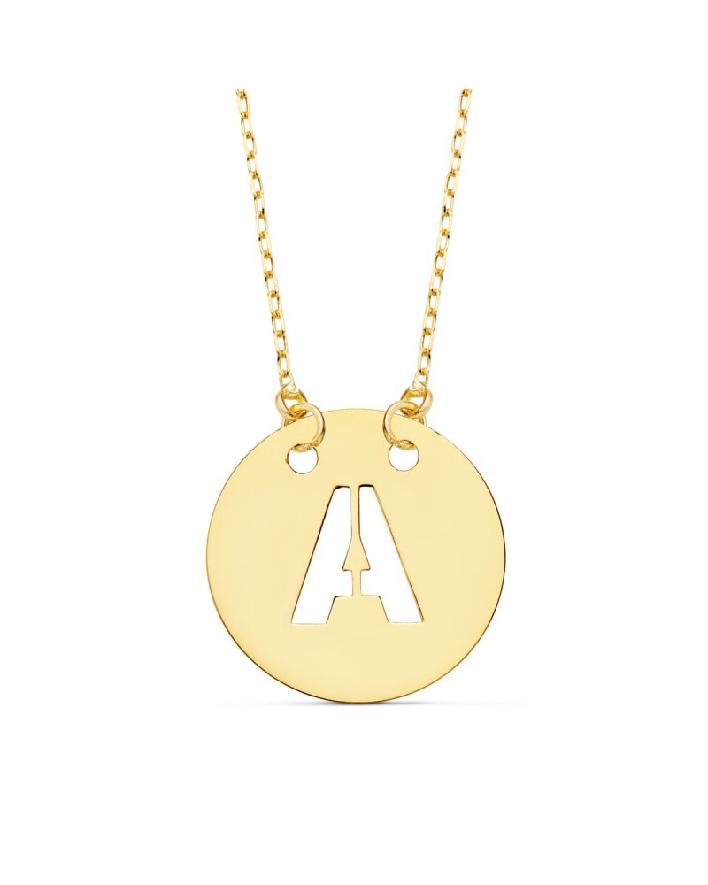 Colgante letra A oro 18k amarillo cadena 42cm