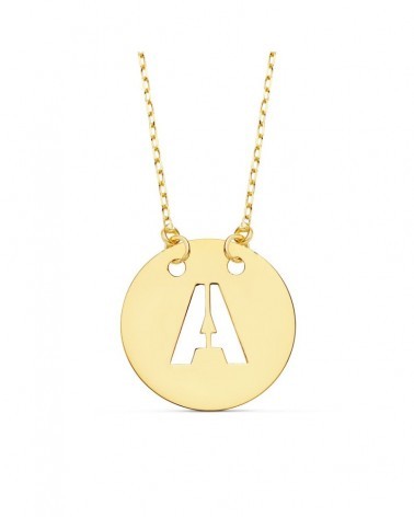Colgante letra A oro 18k amarillo cadena 42cm