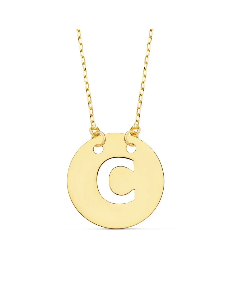Colgante letra C oro 18k cadena forzada 42cm