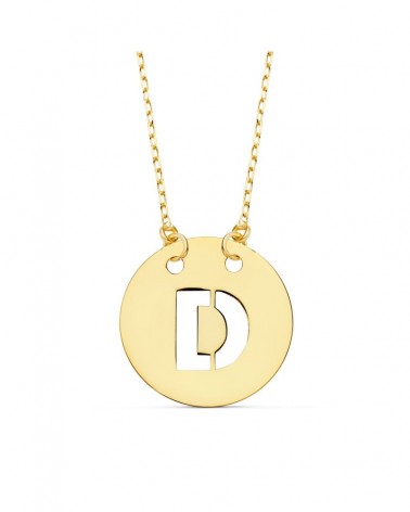 Colgante oro 18k letra D personalizada cadena 42cm