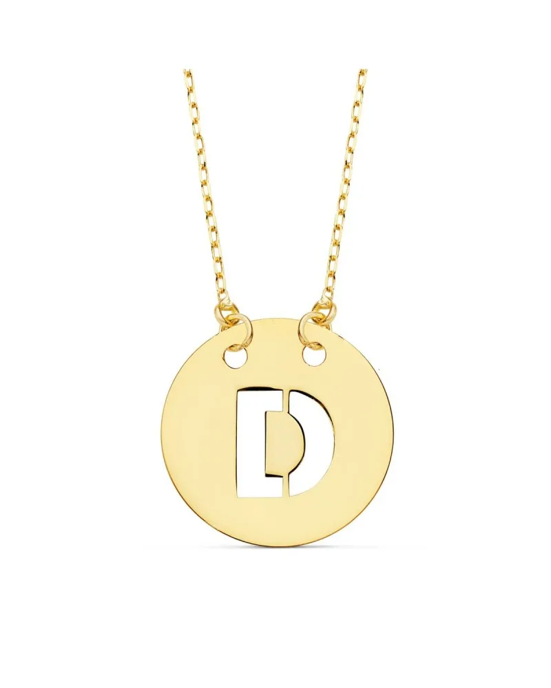 Colgante oro 18k letra D personalizada cadena 42cm