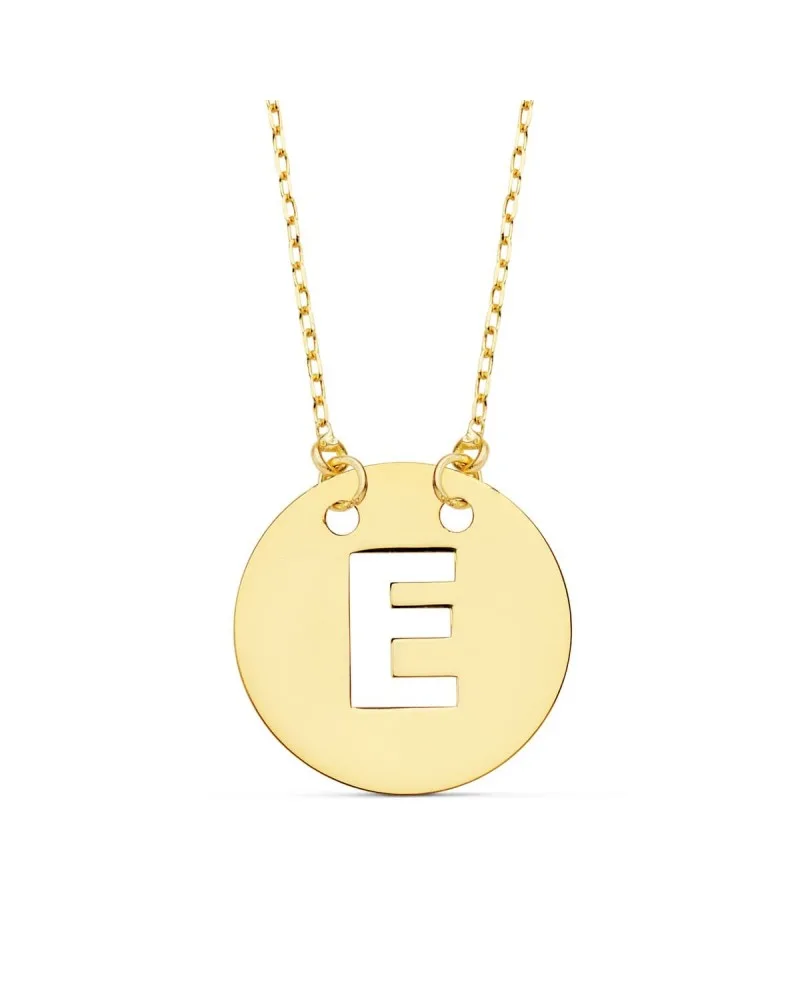 Colgante letra E oro 18k amarillo con cadena 42cm
