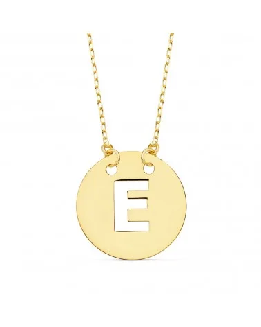 Colgante letra E oro 18k amarillo con cadena 42cm