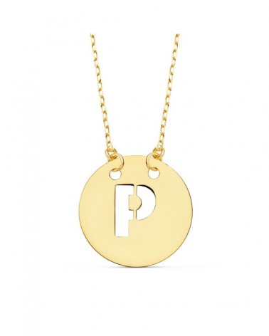 Colgante oro 18k letra P con cadena 42cm