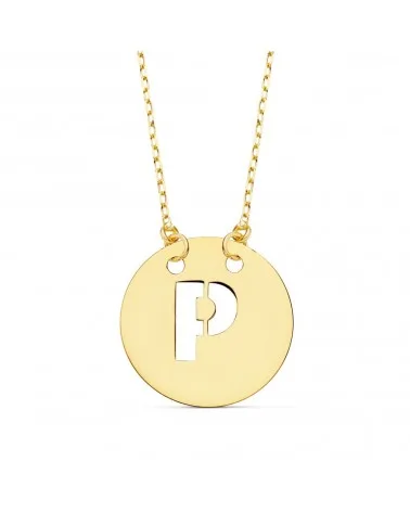 Colgante oro 18k letra P con cadena 42cm