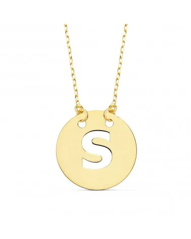 Colgante oro 18k letra S con cadena 42cm