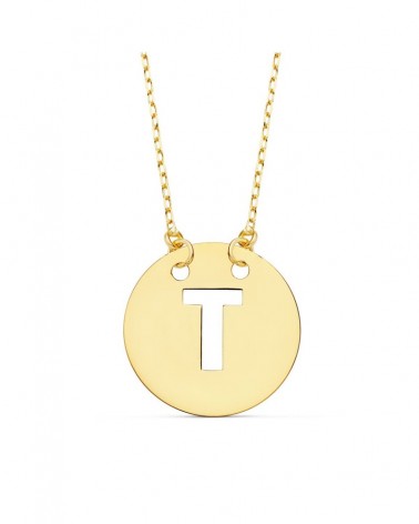 Colgante oro 18k letra T con cadena 42cm