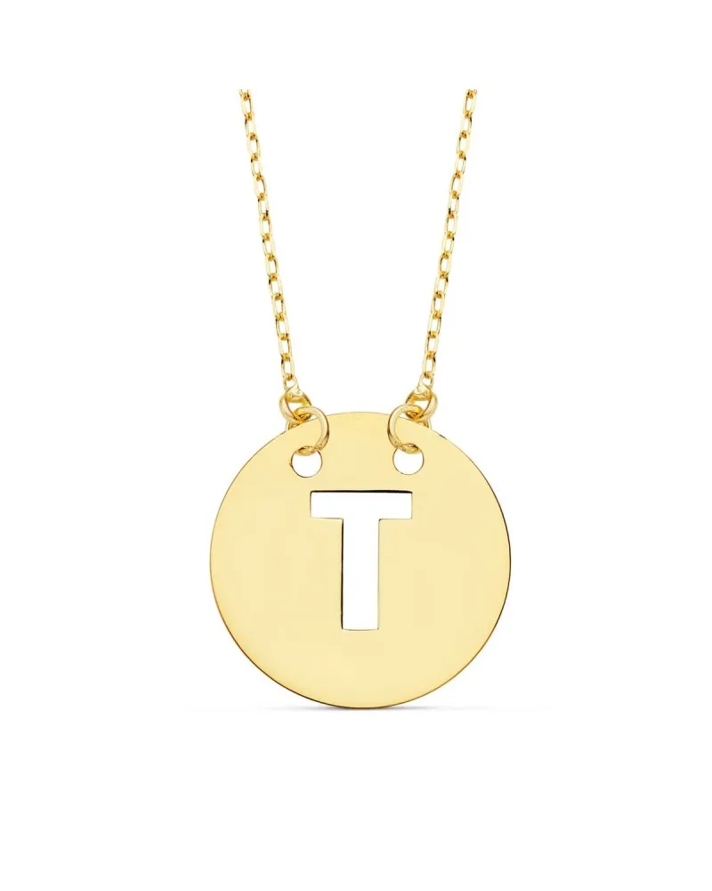 Colgante oro 18k letra T con cadena 42cm