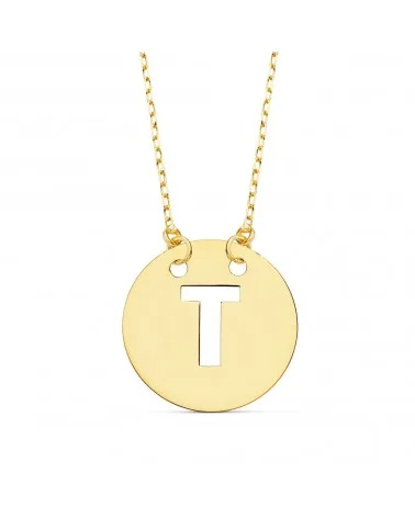 Colgante oro 18k letra T con cadena 42cm