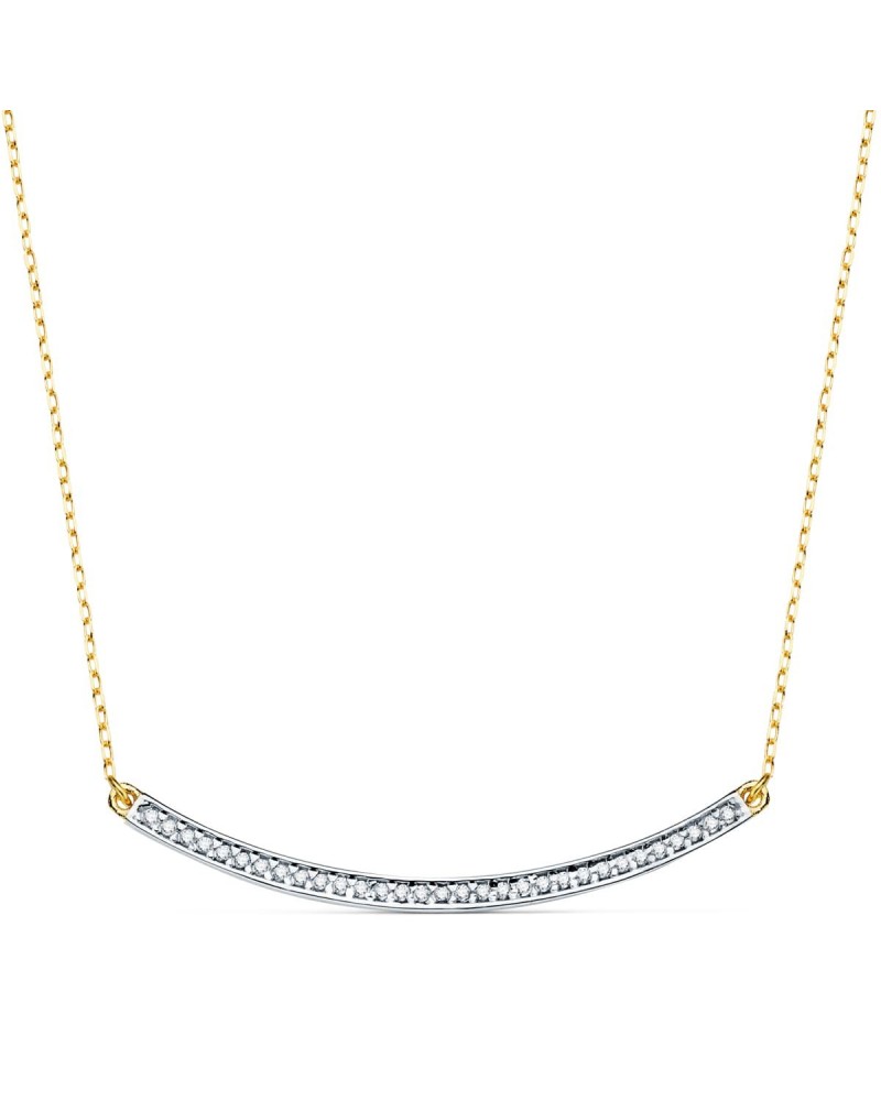 Gargantilla oro 18k bicolor barra curva circonitas 40cm